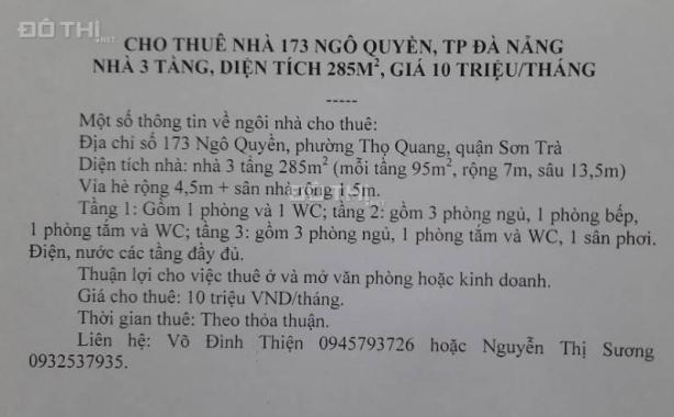 Cho thuê nhà mặt phố Ngô Quyền, Quận Sơn Trà, Đà Nẵng