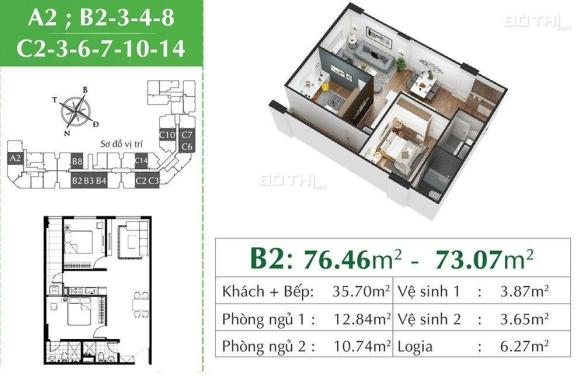 Bán căn hộ 2PN 73m2 tại Eco City Việt Hưng - Cạnh VincomPlaza - nhà đẹp có sổ ở ngay