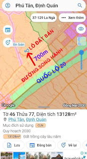 Bán đất tại Đường Quốc Lộ 20, Xã Phú Tân, Định Quán, Đồng Nai diện tích 30490m2 giá 4.5 Tỷ