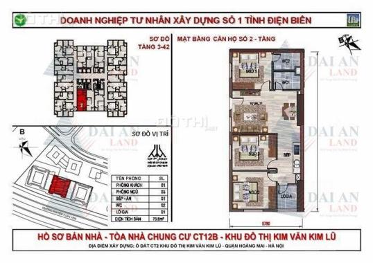 Cần. Bán căn hộ CT12: 73,6m2 - 3 ngủ hợp lý. Hơn 2 tỷ 1 chút.