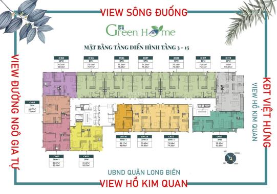 Trục căn Hot nhất dự án 81m2 thông thủy 3PN giá tốt Green Home Long Biên