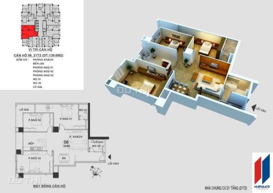 Bán căn hộ 3 PN, 2VS, 140m2, Chung cư Hapulico Complex số 1 Nguyễn Huy Tưởng