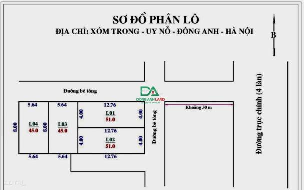 Bán đất phân lô chỉ hơn 2 tỷ tại Uy Nỗ Đông Anh gần đường Cao Lỗ