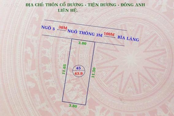 Bán đất cổ dương 44m oto thông chỉ nhỉnh 2 tỷ tỷ LH: 0936123469