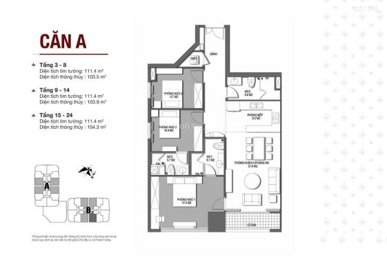 Bán căn hộ 3PN tại D'Le Roi Soleil, Tây Hồ, 103.9m² giá 12.2 tỷ - view sông Hồng tuyệt đẹp