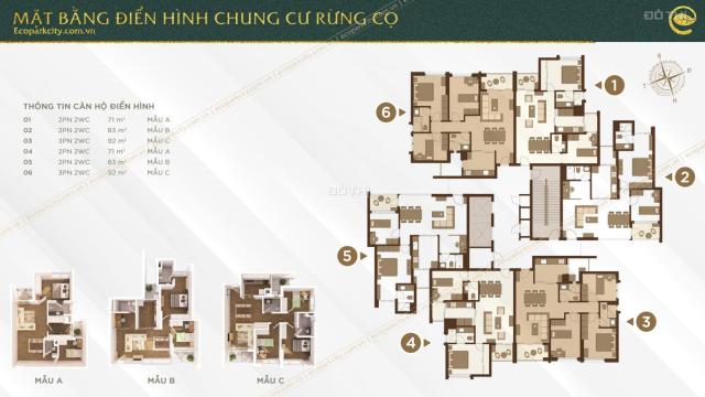 Bán căn hộ 3 ngủ , 92m2, View Vườn Tùng - Chung cư Rừng cọ , KĐT Ecopark - Giá 3 tỷ 5xxx