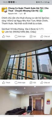 Comatce Tower Thanh xuân 3pn2wc 145m2 full 17tr LH 0988215990