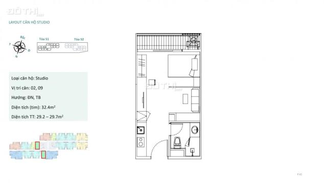 Bán căn hộ Studio , ban công Đông Nam - Chung cư Sky Oasis Ecopark - giá 1,850 bao sổ