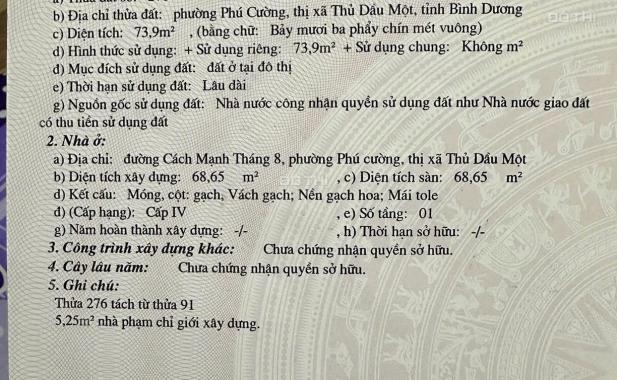 Bán nhà mặt phố tại phường Phú Cường - Thủ Dầu Một - Bình Dương