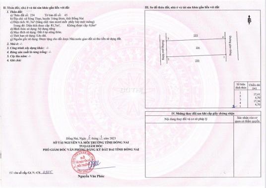 Cần bán đất nền Dự án tại xã Sông Thao, huyện Trảng Bom, tỉnh Đồng Nai