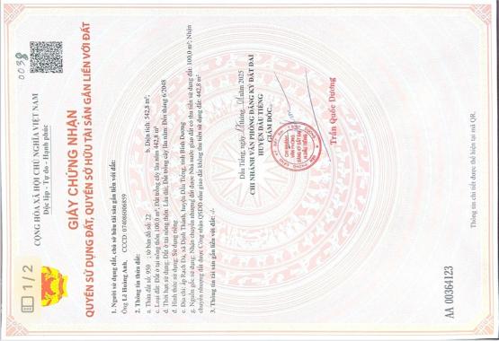 ĐẤT BÌNH DƯƠNG ĐƯỜNG NHỰA GIÁ 550 TRIỆU/542m