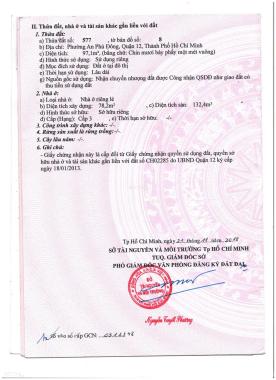 Chính chủ cần bán! Nhà hẻm 4m đường Võ Thị Thừa, An Phú Đông, Quận 12, Kế bên chợ