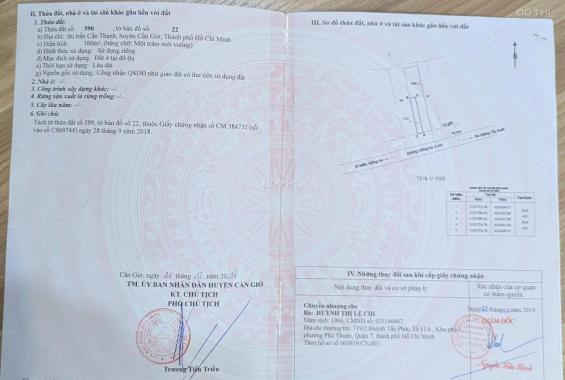 Bán nhanh đất thổ cư mặt tiền đường Giồng Ao Cần Thạnh Cần Giờ 4x25m
