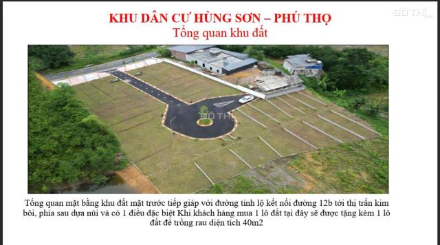 Lô đất nền 78,7 m2 tại Hùng Sơn, Kim Bôi, Hòa Bình sát vách các khu nghỉ dưỡng khoáng nóng
