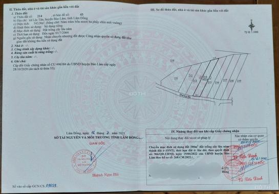 🌿LÔ ĐẤT 540M² (200M² THỔ CƯ) – MẶT TIỀN ĐƯỜNG CHÍNH HỒ NGỌC, BẢO LỘC