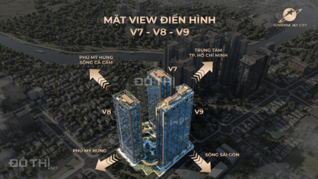 Căn hộ Q7 view sông, Sunshine Sky City cao cấp Q7 liền kề Phú Mỹ Hưng, giá chỉ từ 7X triệu/m².