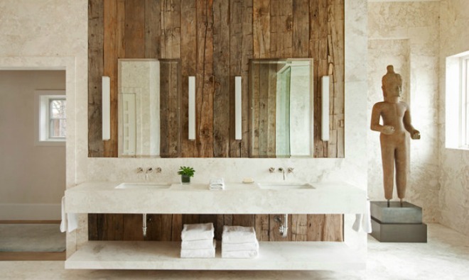 Phòng tắm thu hút với chất liệu gỗ