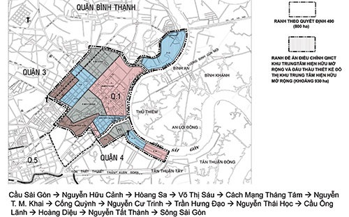 Tp.HCM: Mở rộng và chia trung tâm thành 5 phân khu