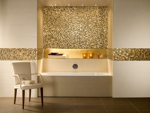 Phòng tắm sang trọng nhờ gạch mosaic thủy tinh