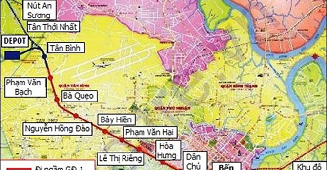 Thu hồi đất ở 6 quận cho tuyến metro Bến Thành - Tham Lương, Tp.HCM