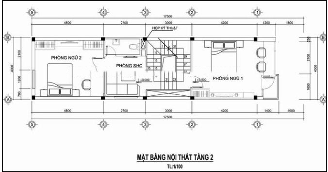 ngôi nhà phố 3 tầng lệch