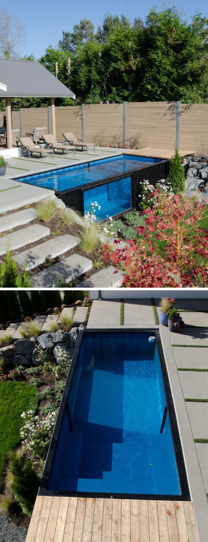 Những mẫu bể bơi container dành cho nhà có sân vườn nhỏ