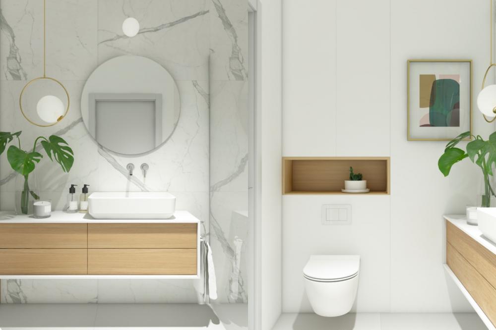 thiết kế phòng tắm tối giản