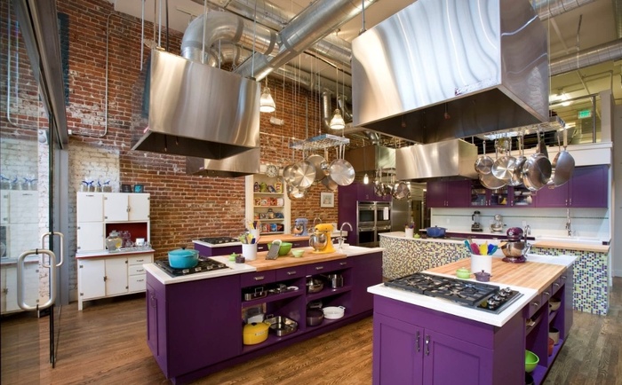 tủ bếp màu tím