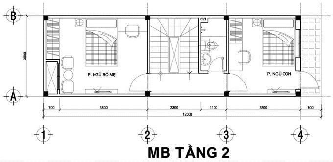 mặt bằng tầng 2