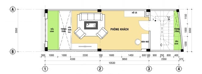 thiết kế nhà ống 4 tầng