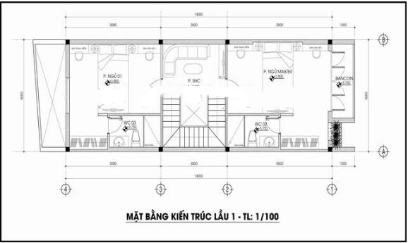 Tư vấn thiết kế nhà ống 3 tầng lệch tầng trên diện tích 5 x 14m