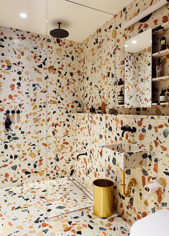 gạch Terrazzo màu trắng sữa