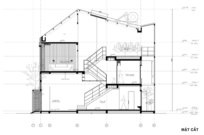 ngôi nhà 2 tầng không có cửa sổ