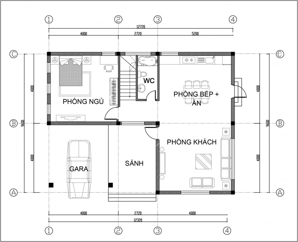 mặt bằng tầng 1