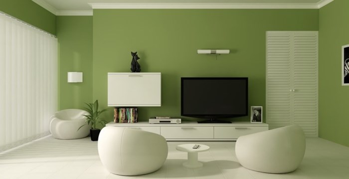 trang trí phòng khách màu xanh lá cây