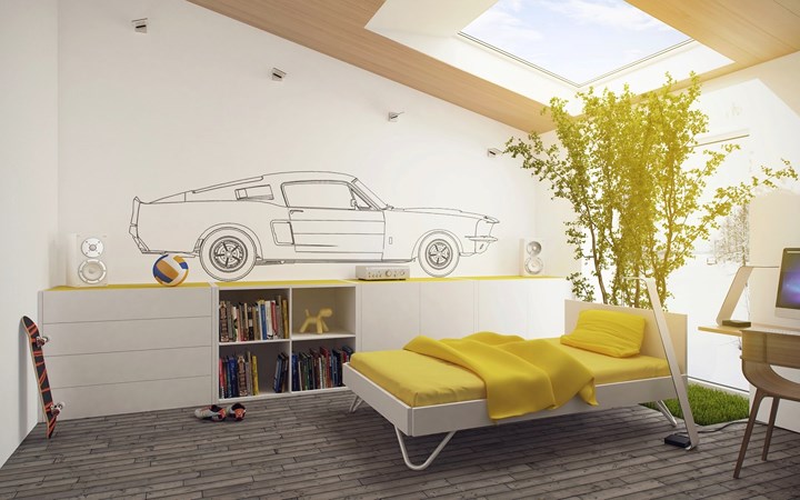 Phòng ngủ cho trẻ tràn đầy năng lượng với tông màu vàng tươi vui
