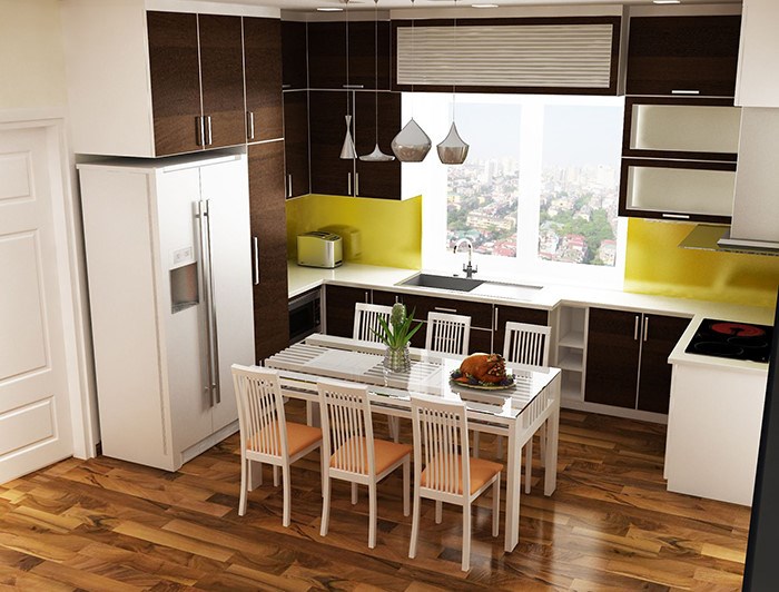 Mẫu thiết kế phòng bếp tích hợp không gian ăn uống ngày càng trở nên phổ biến