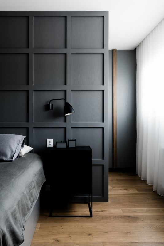 tường đầu giường màu xám đen