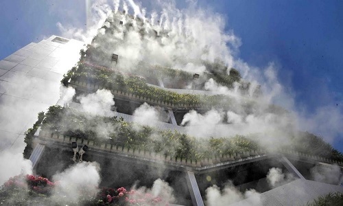 Tòa nhà phun sương ở Trung Quốc tự làm mát hiệu quả