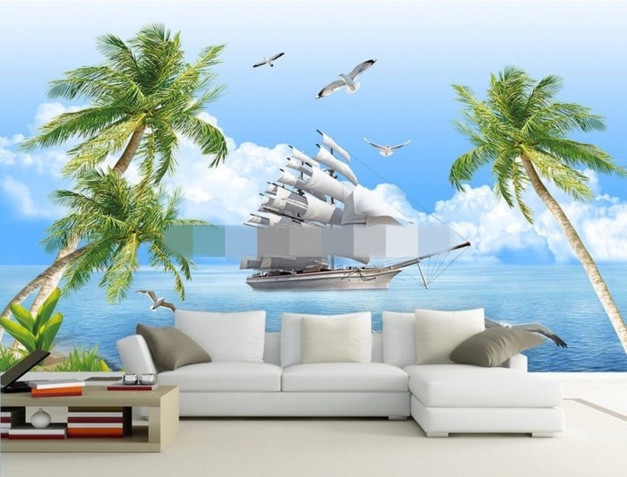 Mẫu tranh 3D hình ảnh thuyền buồm 
