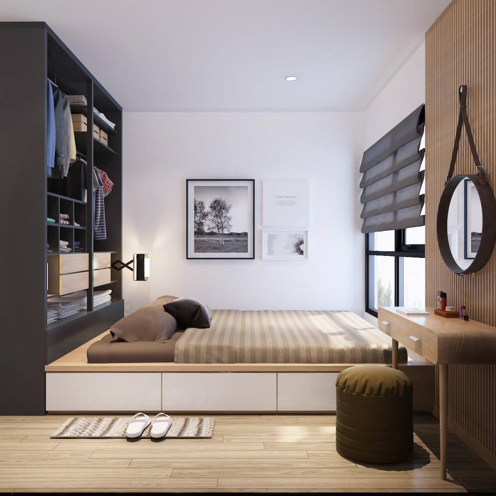 Phòng ngủ được bài trí theo phong cách đơn giản