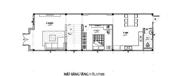 Thiết kế nhà ống 2 tầng hợp phong thủy trên mảnh đất 72m2