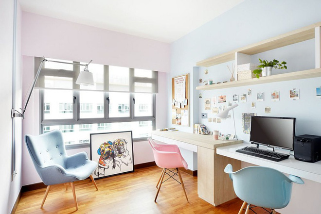 Học cách phối màu pastel nhẹ nhàng cho phòng làm việc tại gia