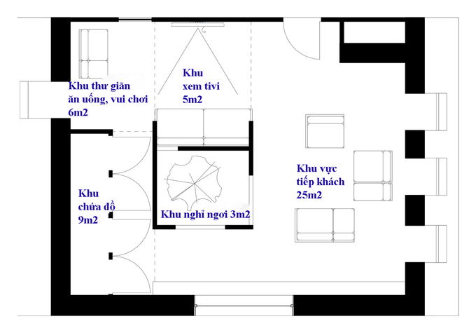 Bản vẽ thiết kế nội thất căn hộ 48m2