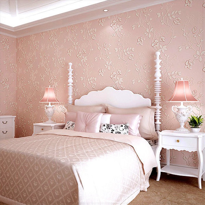 phòng ngủ màu hồng ngọt ngào