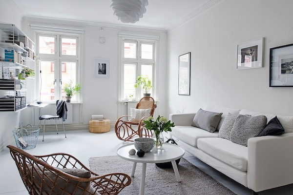 Phong cách nội thất Scandinavian sử dụng tông màu trắng chủ đạo 
