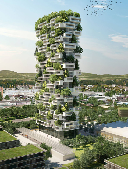 tòa nhà phủ kín cây xanh khác ở Lausanne (Thụy Sĩ)