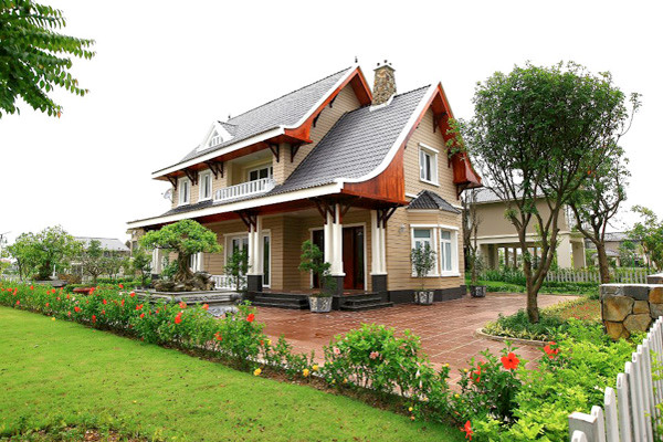 thiết kế nhà vườn 2 tầng mái Thái đẹp