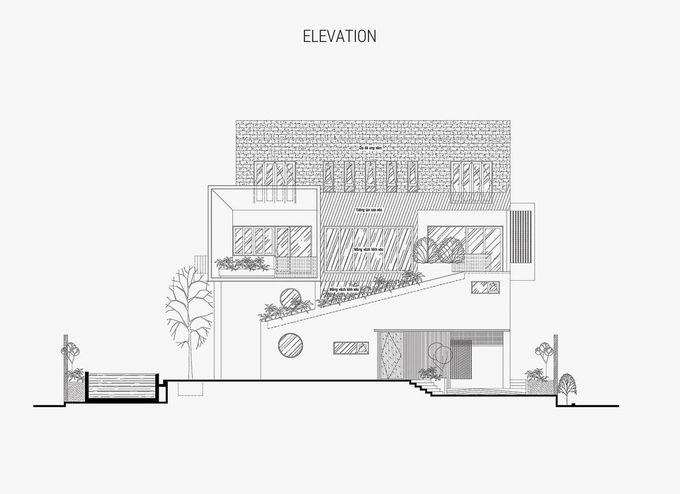 Bản vẽ mặt đứng biệt thự 4 tầng