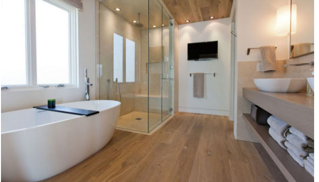 thiết kế phòng tắm sàn gỗ